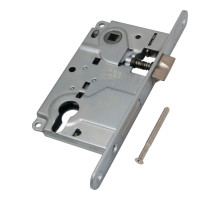 Корпус AGB (АГБ) врезного замка под цилиндр CENTRO B01025.50.06 ригель+защёлка (никель) 