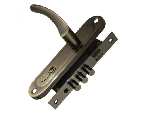 Замок Punto (Пунто) цилиндровый в комплекте с ручкой LOCKSET15.CRONA.4061-3 (KIT P15 4061/3 CRONA) AB бронза