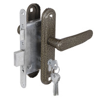 Замок Zenit (Зенит) врезной цилиндровый с защёлкой в комплекте с ручкой ЗВ4-3.03 (бронза), 4 кл. 