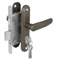 Замок Zenit (Зенит) врезной цилиндровый с защёлкой в комплекте с ручкой ЗВ4-3.03 (бронза), 4 кл. 