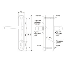 Ручка Guardian (Гардиан) дверная 4132 Вега (черный муар) /124:1:54(9005)/ 