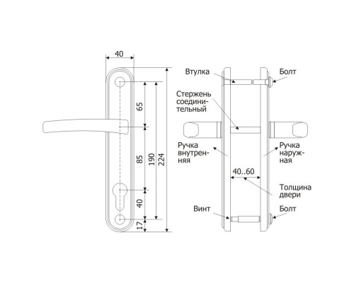 Ручка Guardian (Гардиан) дверная 4132 Вега (черный муар) /124:1:54(9005)/