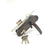 Замок Zenit (Зенит) врезной цилиндровый с защёлкой в комплекте с ручкой ЗВ7-70.4-02 (медь), 5 кл. 