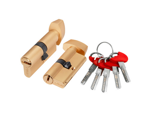 Цилиндровый Fuaro (Фуаро) механизм (D-PRO502/60) D-PRO5002KnobRL60(25+10+25) SSG-39 сатинированное золото 5Key