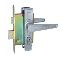 Замок Zenit (Зенит) врезной цилиндровый с защёлкой в комплекте с ручкой ЗВ4-3.01 (серебро), 4 кл. 