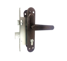 Замок Zenit (Зенит) врезной цилиндровый с защёлкой в комплекте с ручкой ЗВ4-72.03 (медь), 4 кл. 