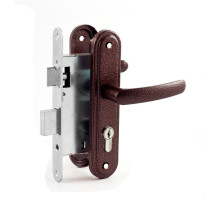 Замок Zenit (Зенит) врезной цилиндровый с защёлкой в комплекте с ручкой ЗВ4-3.08 (медь), 4 кл. 