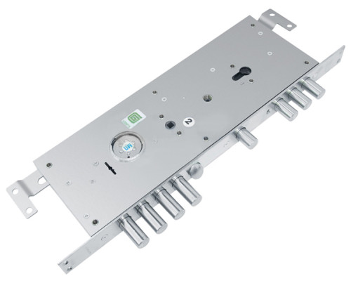 Замок Guardian (Гардиан) врезной двухсистемный ЗВ 25.14 Т (прав) с тягами (без накл), 5+1 кл (длин. кл. 54мм) /123:454/