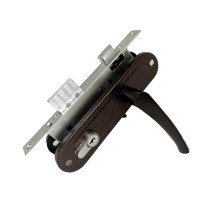 Замок Absolyute (Абсолют) врезной цилиндровый с защёлкой в комплекте с ручкой ЗВ4-70/07 (медь антик), 4 кл. 