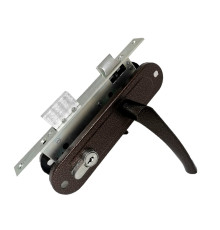 Замок Absolyute (Абсолют) врезной цилиндровый с защёлкой в комплекте с ручкой ЗВ4-70/07 (медь антик), 4 кл. 