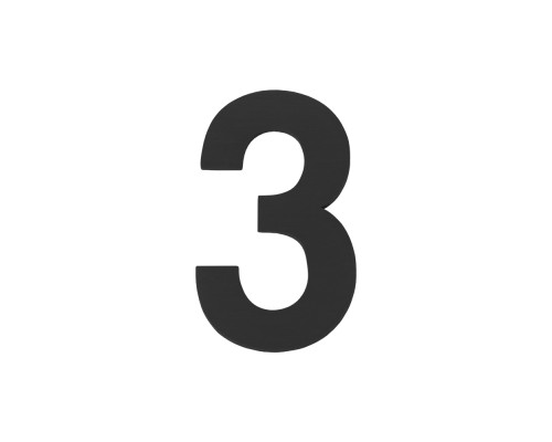 Цифра Fuaro (Фуаро) &quot 3&quot самоклеящаяся SS304 (50х30) (FUARO) BL черный