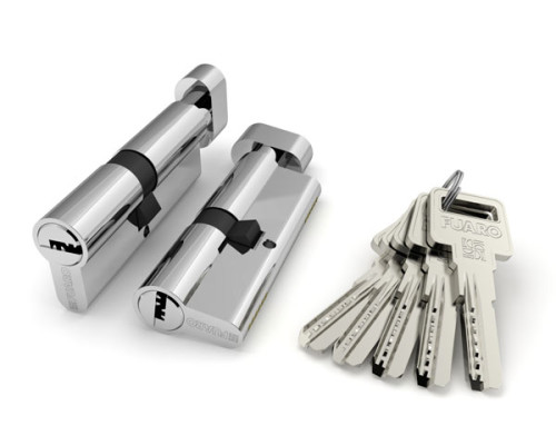 Цилиндровый Fuaro (Фуаро) механизм (R602/80) R6002Knob80(35+10+35) CP хром 5Key с вертушкой