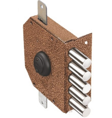 Замок Elbor (Эльбор) накладной Гранит 1.06.52.МА никель, сув., 5 риг., тяги, медный антик /00425/ 