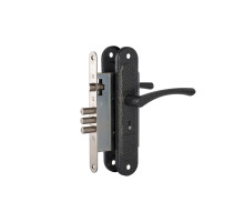 Замок Zenit (Зенит) врезной сувальдный с защёлкой в комплекте с ручкой ЗВ9.009/17 (серебро), 4 кл. 