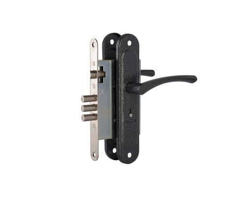 Замок Zenit (Зенит) врезной сувальдный с защёлкой в комплекте с ручкой ЗВ9.009/17 (серебро), 4 кл.