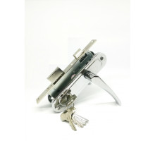 Замок Zenit (Зенит) врезной цилиндровый с защёлкой в комплекте с ручкой ЗВ7-70.4 (хром), 5 кл. 