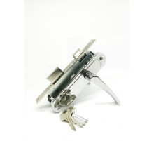 Замок Zenit (Зенит) врезной цилиндровый с защёлкой в комплекте с ручкой ЗВ7-70.4 (хром), 5 кл. 