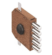 Замок Elbor (Эльбор) накладной гаражный Гранит 1.06.56.МА никель, сув., 5 риг., тяги, медный антик /00427/ 