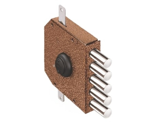 Замок Elbor (Эльбор) накладной гаражный Гранит 1.06.56.МА никель, сув., 5 риг., тяги, медный антик /00427/