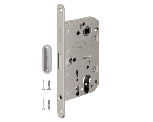 Замок Armadillo (Армадилло) межкомнатный магнитный под цилиндр с ответной планкой GRAVITY G02.196.50.85 SN мат никель