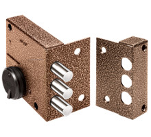 Замок Elbor (Эльбор) накладной сувальдный Кремень 1.04.51.МА (медный антик), дл. ключ 