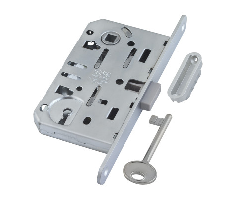 B06101.50.34.640 AGB (АГБ) Корпус врезного замка под кл.. (мат. хром) MEDIANA POLARIS с отв. планкой (скин)