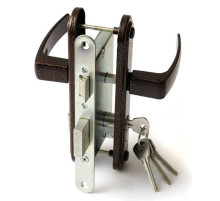 Замок Zenit (Зенит) врезной цилиндровый с защёлкой в комплекте с ручкой ЗВ4-3.05 (медь), 4 кл. 