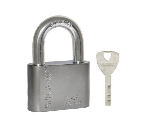 Замок Fuaro (Фуаро) навесной PL-WEATHER-1550 Nickel 4 fin key ( PL-15-50) диск. /блистер