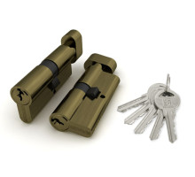 Цилиндровый Fuaro (Фуаро) механизм (100 ZM/70) 1000ZMKnob70(30+10+30) AB бронза 5Key с вертушкой 
