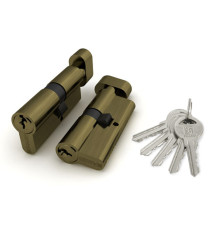 Цилиндровый Fuaro (Фуаро) механизм (100 ZM/70) 1000ZMKnob70(30+10+30) AB бронза 5Key с вертушкой 