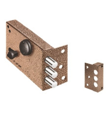 Замок Elbor (Эльбор) накладной Лазурит 1.02.61.КМА никель, сув., 2 риг., задв.-затв., зап. кор., мед. антик /40061/ 