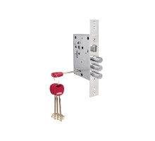 Замок Kale kilit (Кале килит) врезной сувальдный с защёлкой 442/L , 4 кл. (кл. 60 мм) 