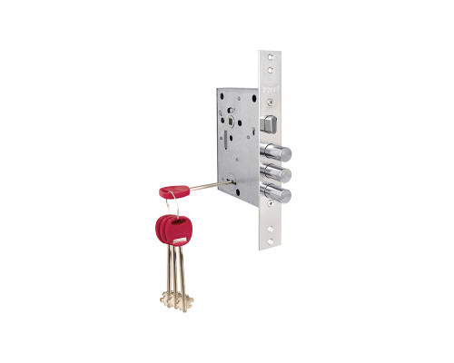 Замок Kale kilit (Кале килит) врезной сувальдный с защёлкой 442/L , 4 кл. (кл. 60 мм)