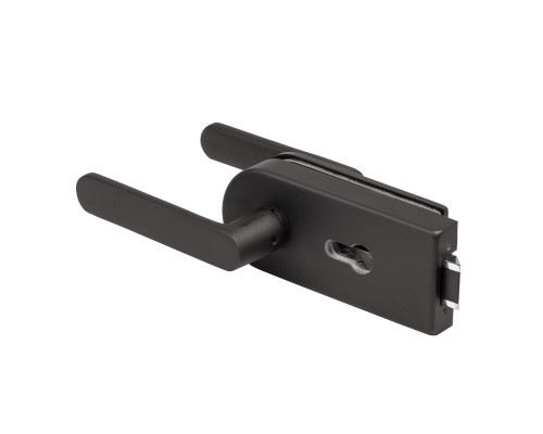 Комплект: замок+ручка Armadillo (Армадилло) для стеклянной двери Space.GL.LPZ BL черный