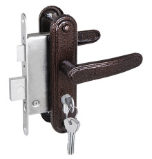 Замок Zenit (Зенит) врезной цилиндровый с защёлкой в комплекте с ручкой ЗВ4-3.03 (медь), 4 кл. 