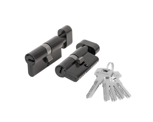 Цилиндровый Fuaro (Фуаро) механизм (200 ZM/60) 2000ZM Knob 60 (25+10+25) BL-24 черный 5Key с вертушкой