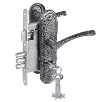 Замок Zenit (Зенит) врезной сувальдный с защёлкой в комплекте с ручкой ЗВ9-4-2 (серебро), 3кл. 