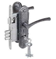 Замок Zenit (Зенит) врезной сувальдный с защёлкой в комплекте с ручкой ЗВ9-4-2 (серебро), 3кл. 