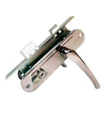 Замок Absolyute (Абсолют) врезной цилиндровый с защёлкой в комплекте с ручкой ЗВ4-70/07 (хром лак), 4 кл. 