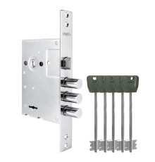 Замок Punto (Пунто) врезной сувальдный MDV30/S-65.77 CP хром (длинный ключ) тех.уп. 