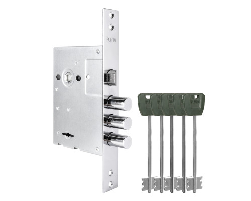 Замок Punto (Пунто) врезной сувальдный MDV30/S-65.77 CP хром (длинный ключ) тех.уп.