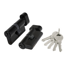 Цилиндровый Fuaro (Фуаро) механизм (100 ZM/60) 1000ZMKnob60(25+10+25) BL черный 5Key с вертушкой 