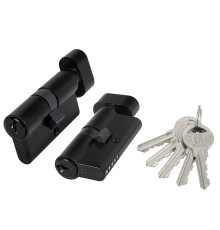 Цилиндровый Fuaro (Фуаро) механизм (100 ZM/60) 1000ZMKnob60(25+10+25) BL черный 5Key с вертушкой 