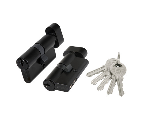 Цилиндровый Fuaro (Фуаро) механизм (100 ZM/60) 1000ZMKnob60(25+10+25) BL черный 5Key с вертушкой