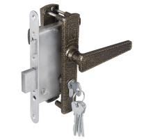 Замок Zenit (Зенит) врезной цилиндровый с защёлкой в комплекте с ручкой ЗВ4-3.01 (бронза), 4 кл. 