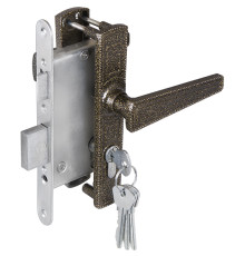 Замок Zenit (Зенит) врезной цилиндровый с защёлкой в комплекте с ручкой ЗВ4-3.01 (бронза), 4 кл. 