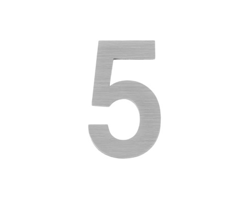 Цифра Fuaro (Фуаро) &quot 5&quot самоклеящаяся SS304 (50х30) (FUARO) SSC сатинированный хром