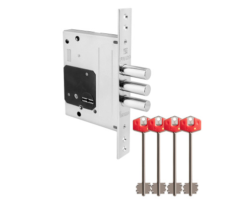 Замок Fuaro (Фуаро) врезной сувальдный TERMO MDV25/S-60.00.3R16 4 key (ключ удл. 120/75 мм)