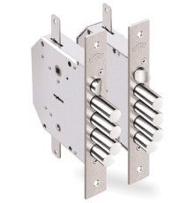 Замок Elbor (Эльбор) врезной сувальдный с задвижкой и защёлкой Гранит 1.06.42 (левый) с тягами, 5 кл. /24376/ 