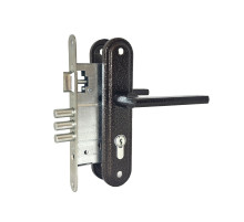 Замок Absolyute (Абсолют) врезной цилиндровый с защёлкой в комплекте с ручкой ЗВ4-3/09Р (медь), 4 кл. 